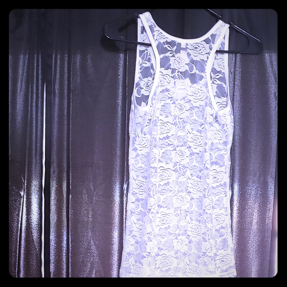 Rose lace tank top